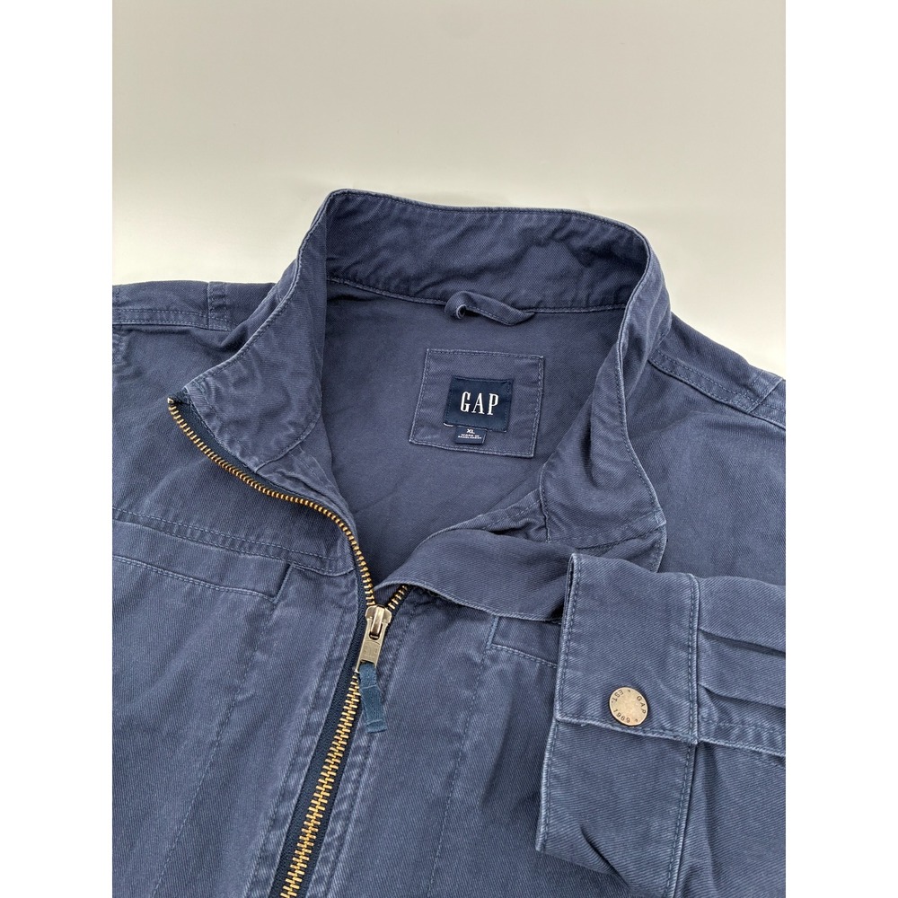 Gap Mens XL Navy Blue Cotton Full Zip Utility Field Jacket Mock Neck GP000995
